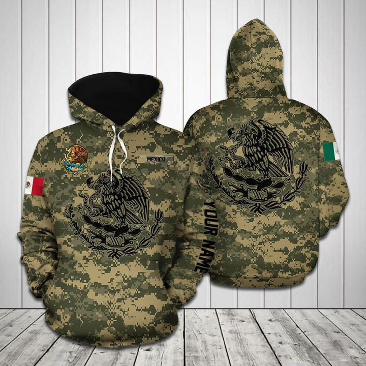 AIO Pride - Customize Mexico Coat Of Arms Camo Unisex Adult Hoodie