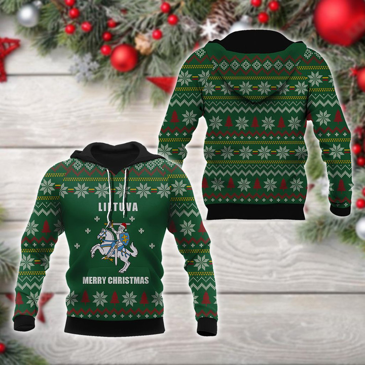 AIO Pride - Lietuva - Lithuania Coat Of Arms Merry Christmas Unisex Adult Hoodies
