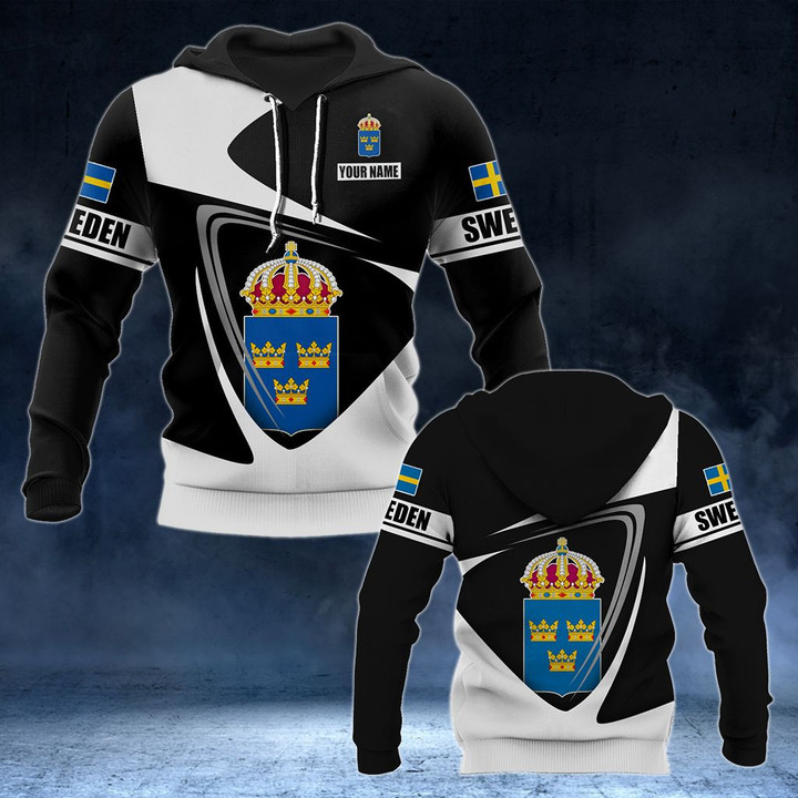 AIO Pride - Customize Sweden Coat Of Arms - Flag V2 Unisex Adult Hoodies