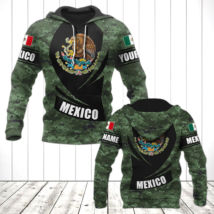 AIO Pride - Customize Mexico Coat Of Arms Camo - New Form Unisex Adult Hoodies