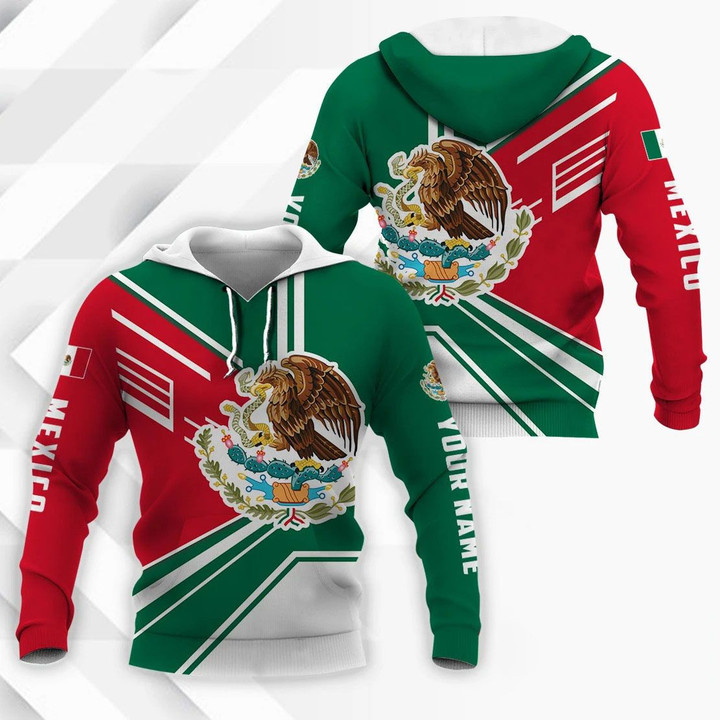 AIO Pride - Customize Mexico Coat Of Arms & Flag Style Unisex Adult Hoodies