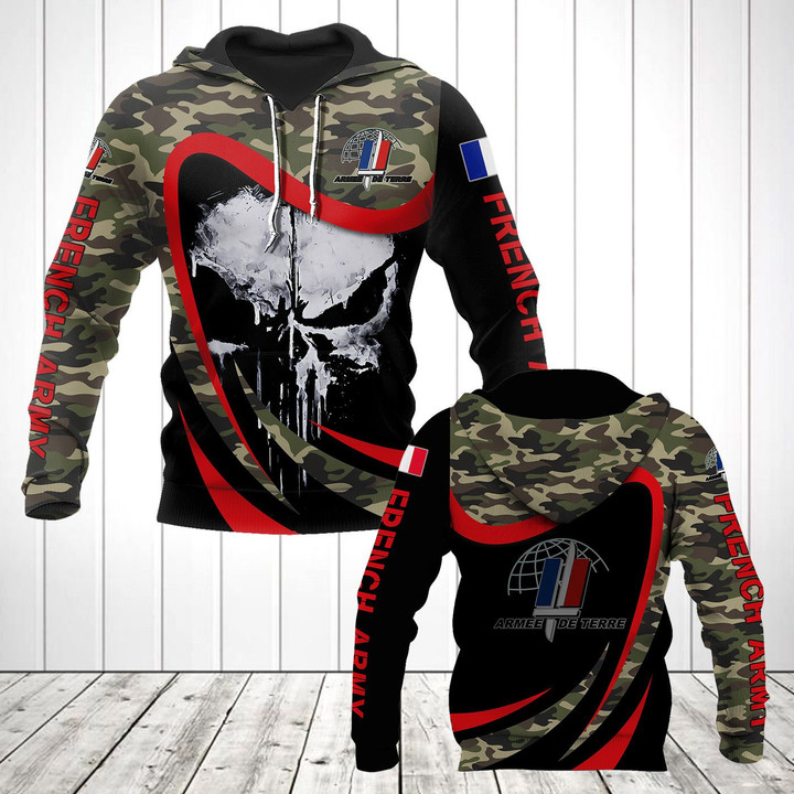 AIO Pride - French Army Camo New Skull Unisex Adult Hoodies