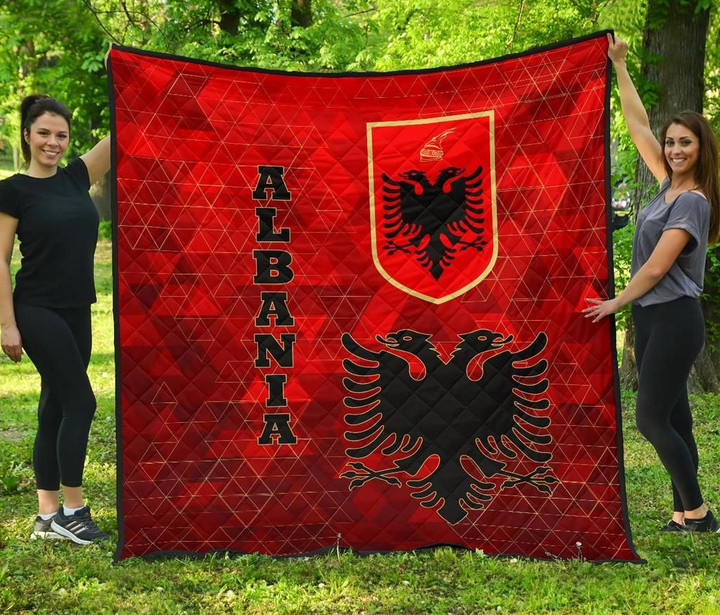 AIO Pride - Albania Flag Polygon Style Premium Quilt