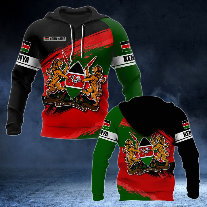 AIO Pride - Customize Kenya Coat Of Arms Paint Style Unisex Adult Hoodies