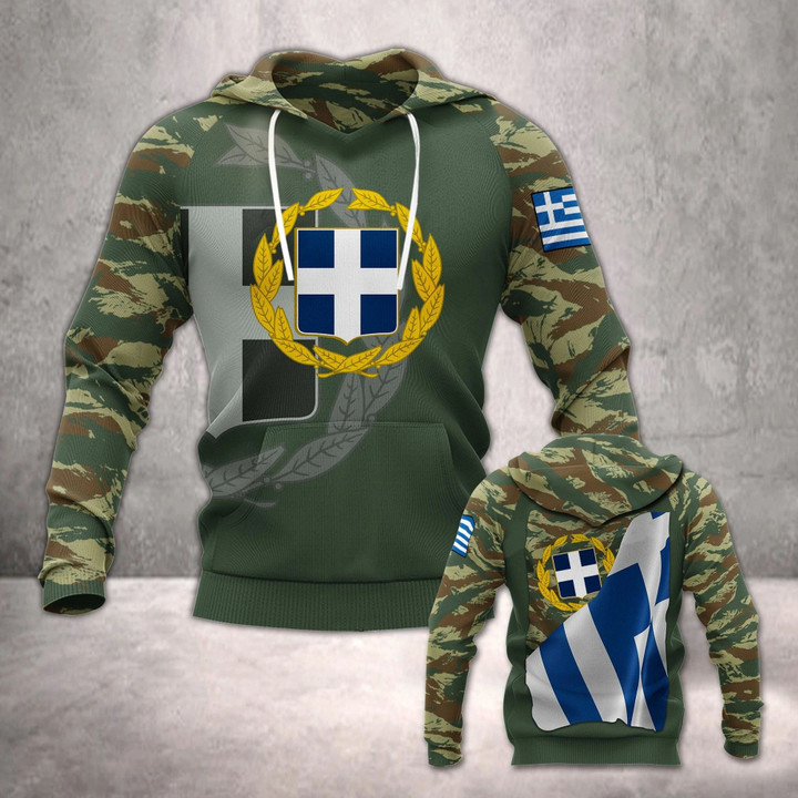 AIO Pride - Hellenic Army With Flag Unisex Adult Hoodies