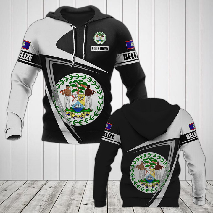 AIO Pride - Customize Belize Coat Of Arms - Flag V3 Unisex Adult Hoodies
