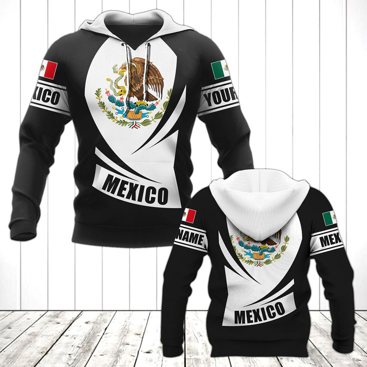 AIO Pride - Customize Mexico Coat Of Arms Flag - Black Form Unisex Adult Hoodies
