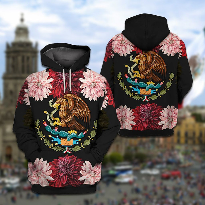 AIO Pride - Mexico Coat Of Arms Flowers Unisex Adult Hoodies