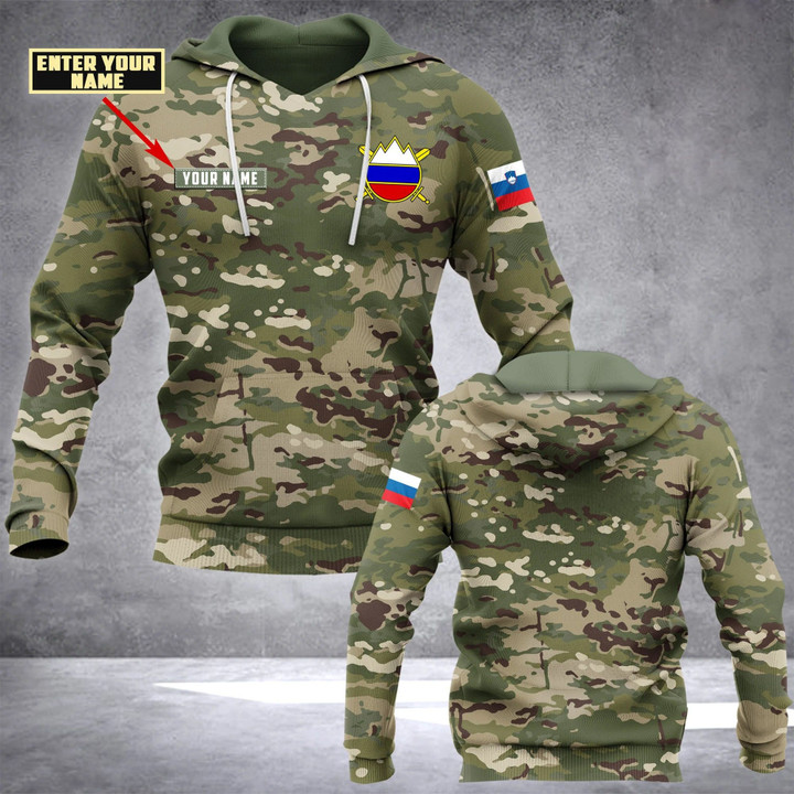 AIO Pride - Customize Slovenia Army Camo Unisex Adult Hoodies