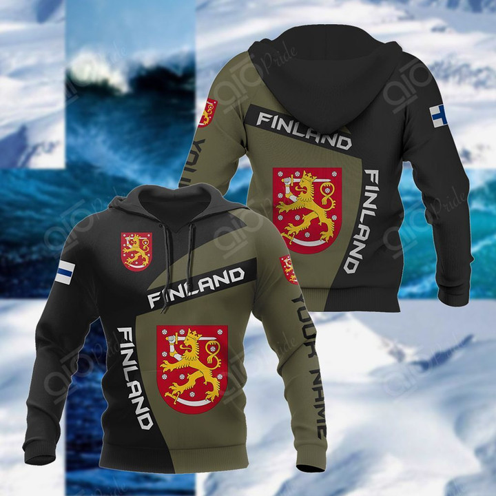 AIO Pride - Custom Name Finland Coat Of Arms Sport Style Unisex Adult Hoodies