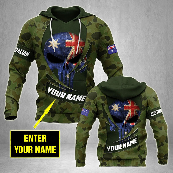 AIO Pride - Customize Australian Army Camo Skull Flag Unisex Adult Hoodies