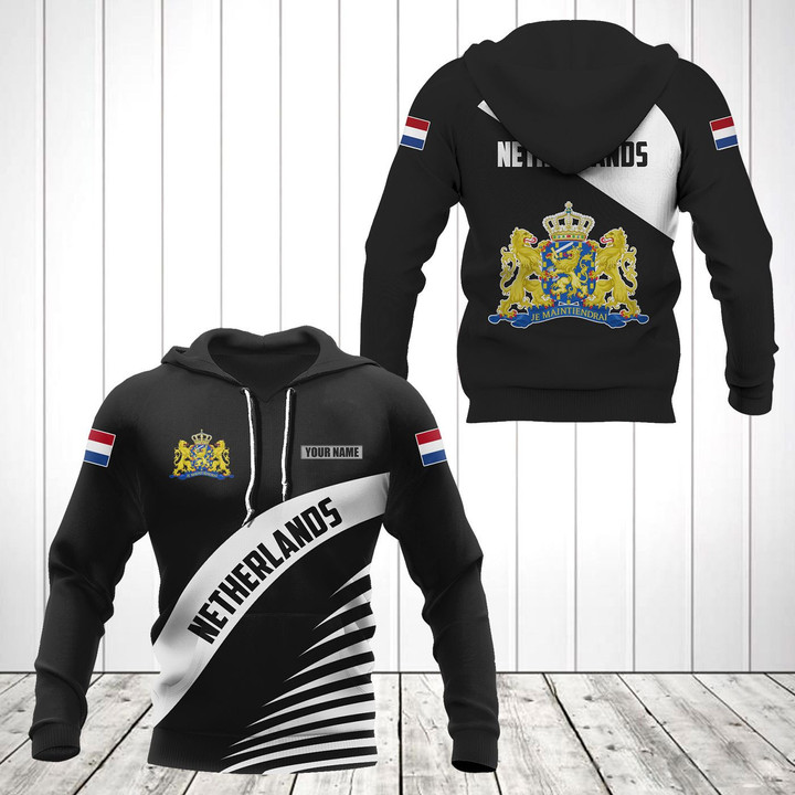 AIO Pride - Customize Netherlands Coat Of Arms Black Style Unisex Adult Hoodies