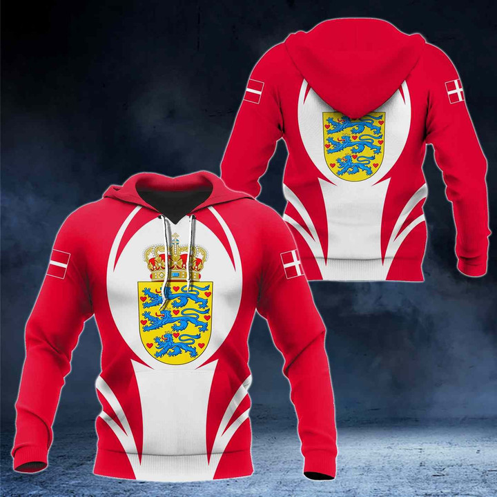 AIO Pride - Denmark Coat Of Arms 3D Form Unisex Adult Hoodies