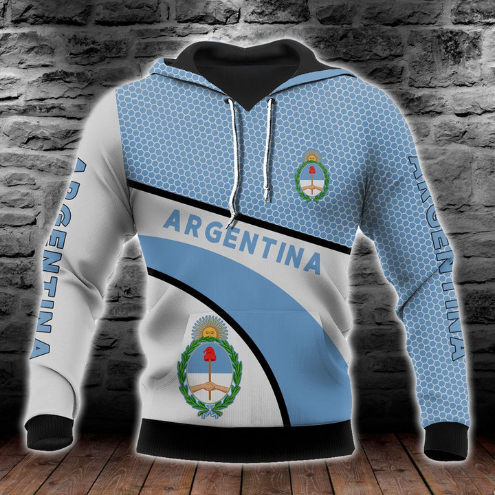 AIO Pride - Argentina Coat Of Arms Hexagon Pattern Unisex Adult Hoodies