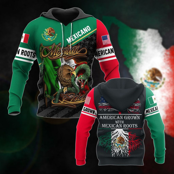 AIO Pride - American Grown With Mexican Roots - Mexican Pride Unisex Adult Hoodies