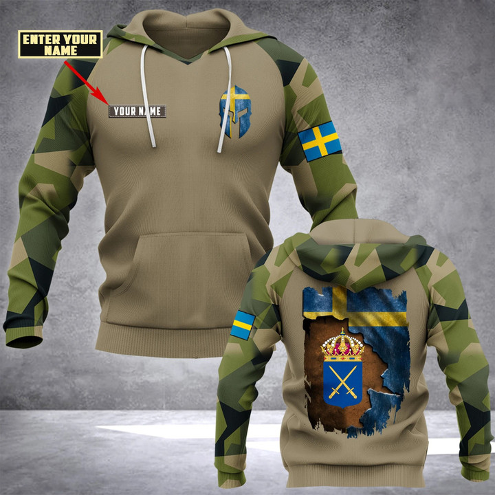 AIO Pride - Customize Swedish Army Coat Of Arms & Flag Unisex Adult Hoodies