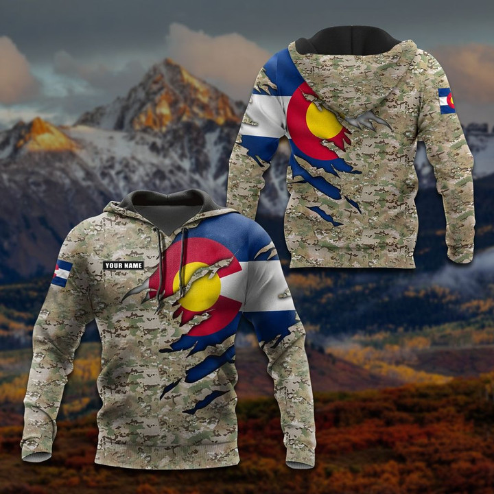 AIO Pride - Customize Colorado Flag Camo 3D Unisex Adult Hoodies