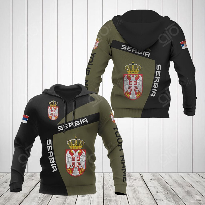 AIO Pride - Custom Name Serbia Coat Of Arms Sport Style Unisex Adult Hoodies