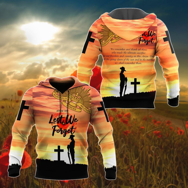 AIO Pride - Australian Army ANZAC Day Lest We Forget Sunset Unisex Adult Shirts