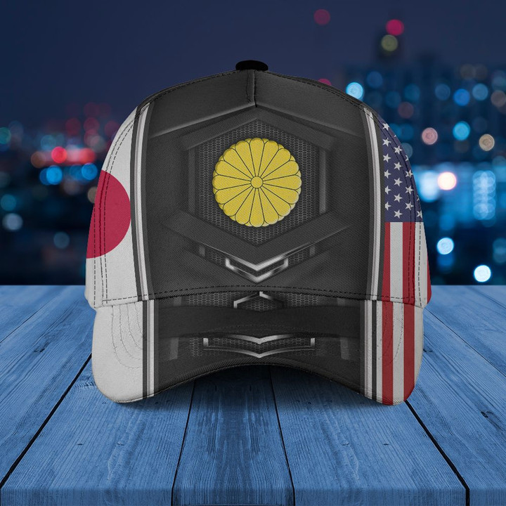 AIO Pride - Japan Coat Of Arms & American Flag Unisex Cap
