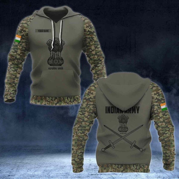 AIO Pride - Indian Army Camo Coat Of Arms Black Unisex Adult Hoodies