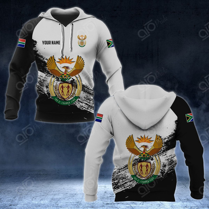 AIO Pride - Customize South Africa Coat Of Arms Black And White Unisex Adult Hoodies