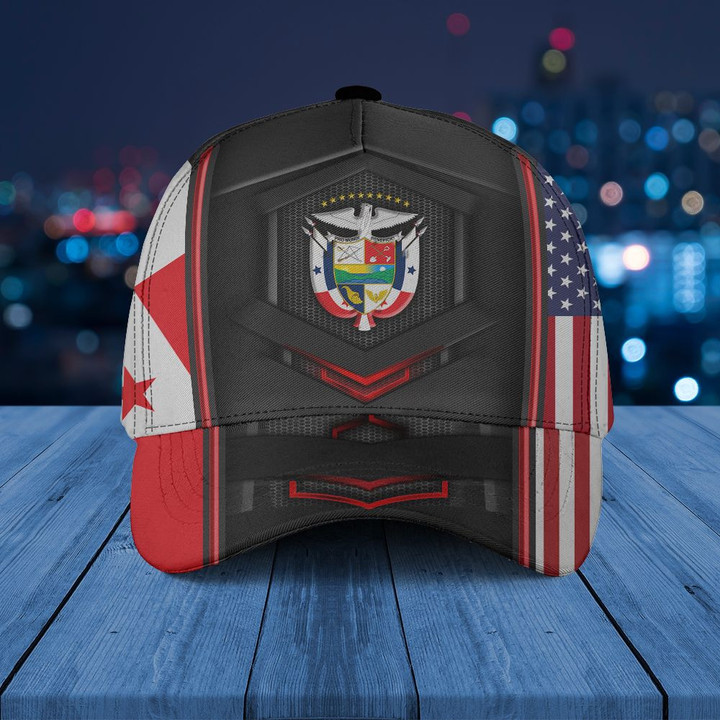 AIO Pride - Panama Coat Of Arms & American Flag Unisex Cap