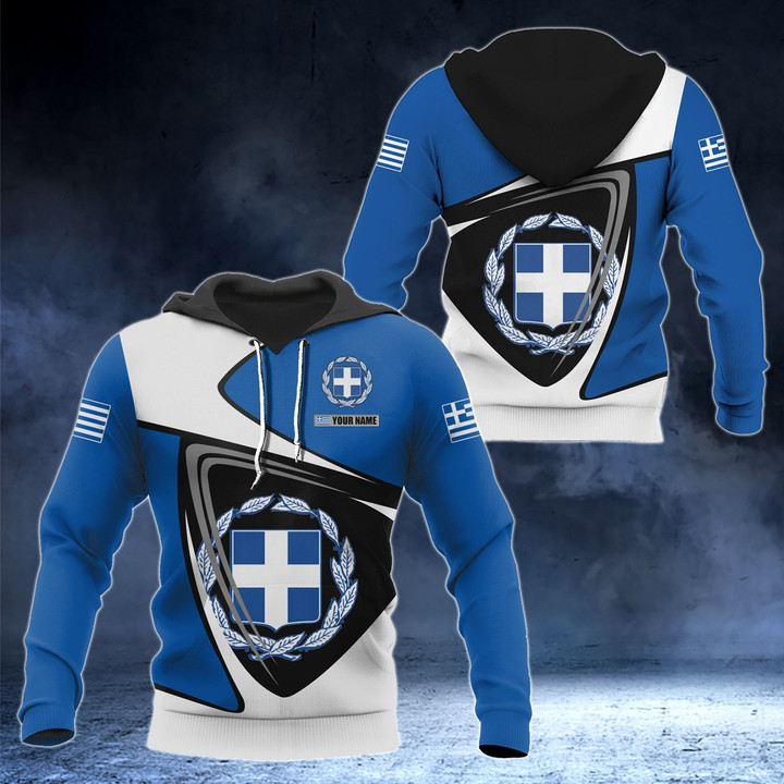 AIO Pride - Customize Greece Coat Of Arms - Flag Color Version Unisex Adult Hoodies