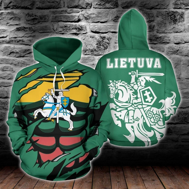 AIO Pride - Lithuania Coat Of Arms 3D Green Unisex Adult Hoodies
