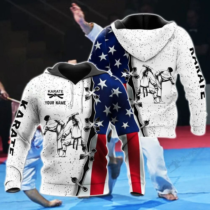 AIO Pride - Customize Karate US Flag Unisex Adult Hoodies