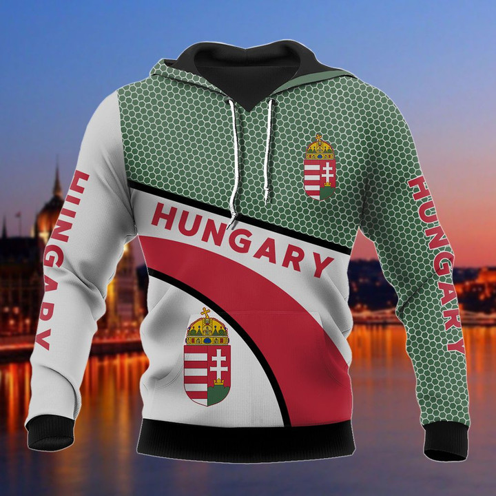 AIO Pride - Hungary Coat Of Arms Hexagon Pattern Unisex Adult Hoodies
