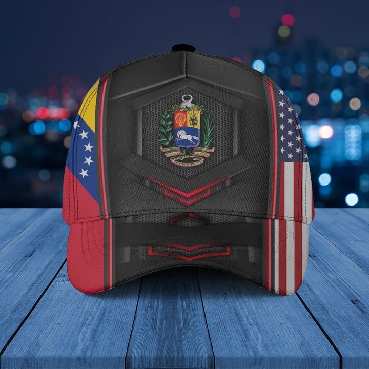 AIO Pride - Venezuela Coat Of Arms & American Flag Unisex Cap