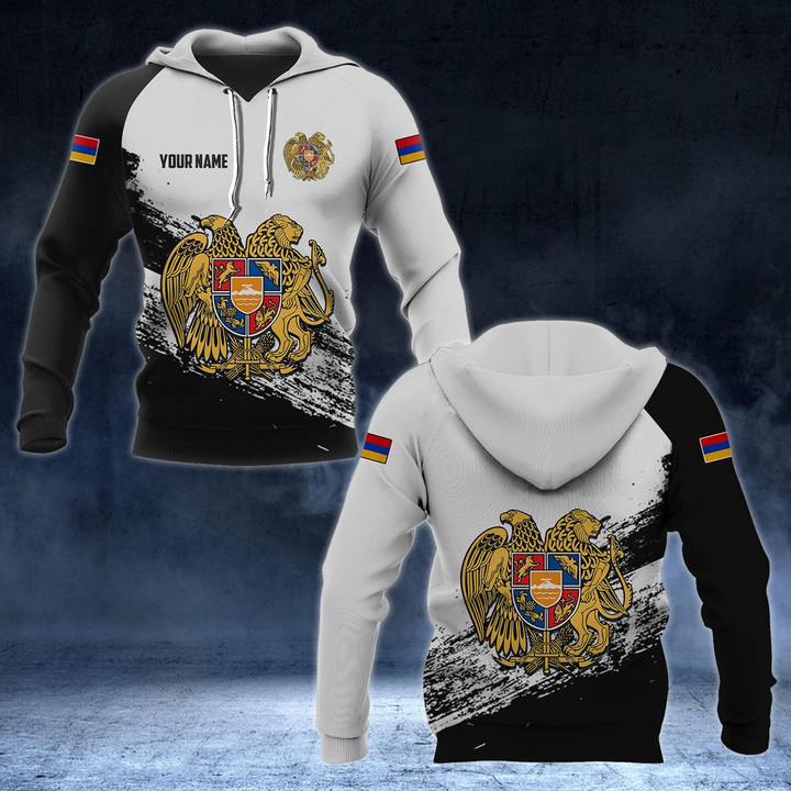 AIO Pride - Customize Armenia Coat Of Arms Black And White Unisex Adult Hoodies