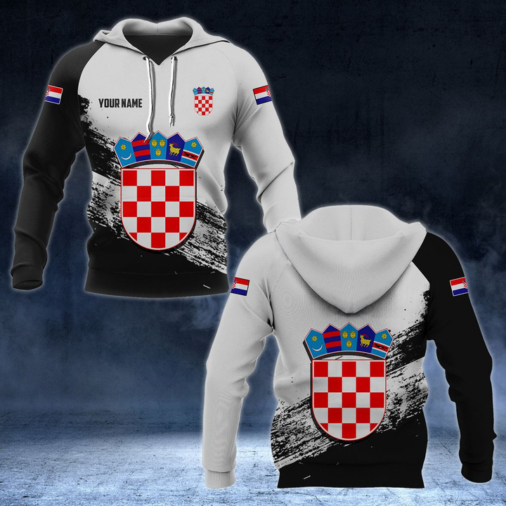 AIO Pride - Customize Croatia Coat Of Arms Black And White Unisex Adult Hoodies