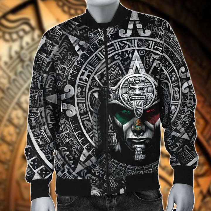 AIO Pride - Mexico Aztec Calendar Black Unisex Adult Bomber Jacket