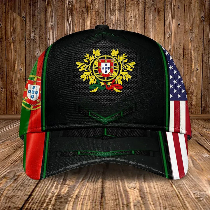 AIO Pride - Portugal Coat Of Arms & American Flag Unisex Cap