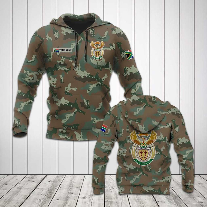 AIO Pride - Custom Name South Africa Camo Coat Of Arms Unisex Adult Hoodies