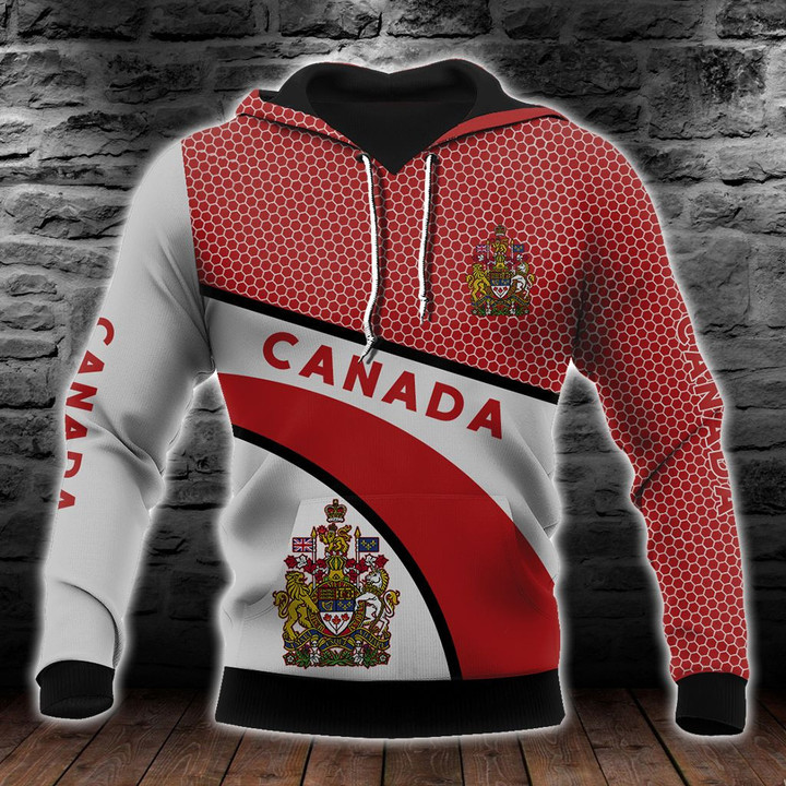 AIO Pride - Canada Coat Of Arms Hexagon Pattern Unisex Adult Hoodies
