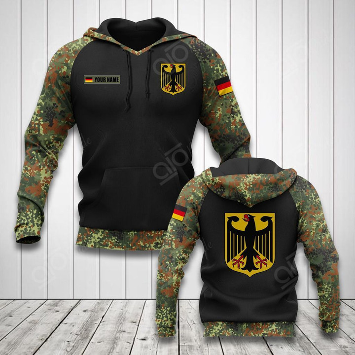 AIO Pride - Custom Name Germany Coat Of Arms Camo Unisex Adult Hoodies