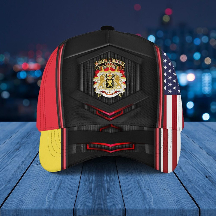 AIO Pride - Belgium Coat Of Arms & American Flag Unisex Cap