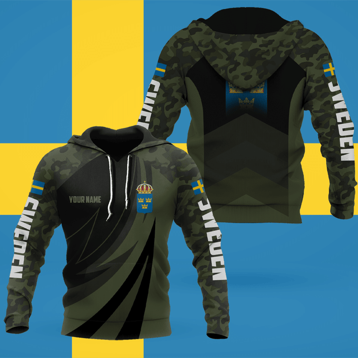 AIO Pride - Customize Sport Camouflage And Coat Of Arm Sweden Unisex Adult Shirts