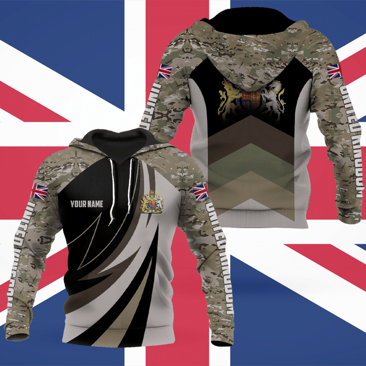 AIO Pride - Customize Sport Camouflage And Coat Of Arm United Kingdom Unisex Adult Shirts