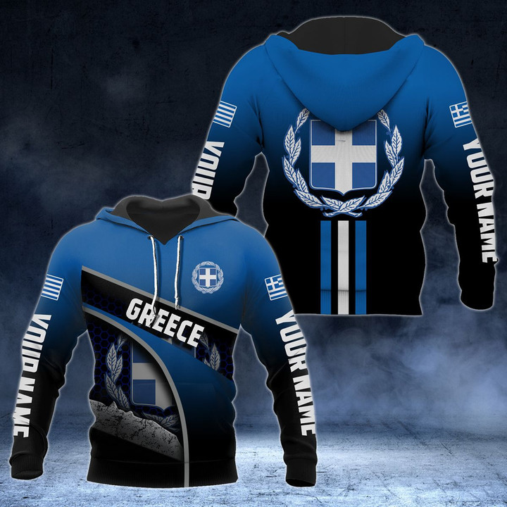 AIO Pride - Custom Name Greece Coat Of Arms & Flag 3D Print Unisex Adult Hoodies