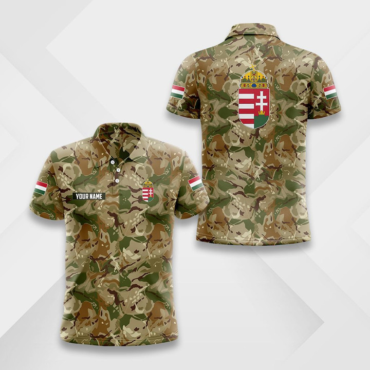 AIO Pride - Custom Name Hungary Coat Of Arms Flag Camo Unisex Adult Shirts