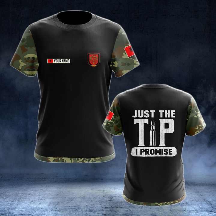 AIO Pride - Custom Name Albanian Army Just The Tip I Promise Unisex Adult Shirts