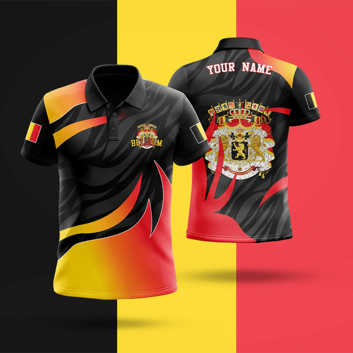 AIO Pride - Customize Fire Storm And Coat Of Arm Belgium Unisex Adult Shirts
