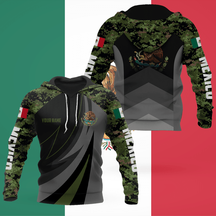 AIO Pride - Customize Sport Camouflage And Coat Of Arm Mexico Unisex Adult Shirts
