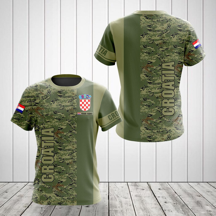 AIO Pride - Custom Name Camo Croatia Unisex Adult Shirts