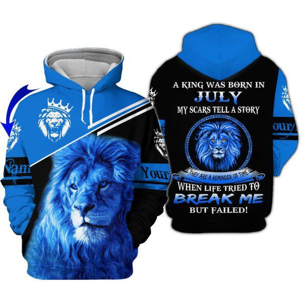 AIO Pride - Custom Name A King Was Born In July Unisex Adult Hoodies