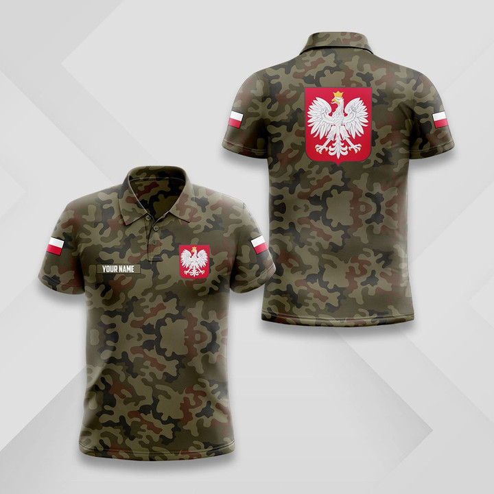 AIO Pride - Custom Name Poland Coat Of Arms Flag Camo Unisex Adult Shirts